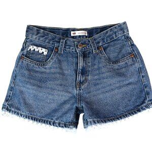 Levi’s Girls Denim Shorts 14 Reg Lace Trim Vintage Y2K Cottagecore Festival Wear